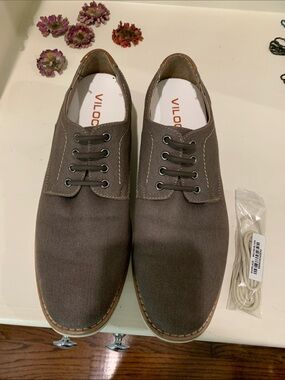 Vilocy Men’s Brown Canvas Derby Shoes 10W